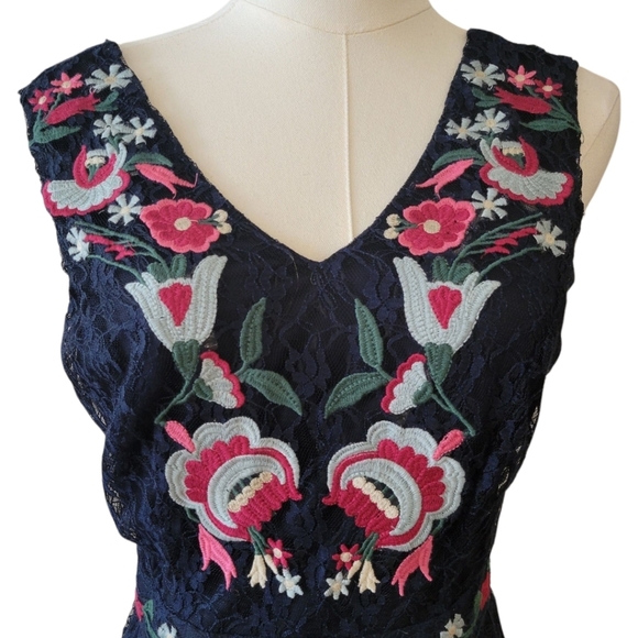 Nanette Lapore Black Embroidered Lace Sleeveless Dress Size 4 - Picture 4 of 8